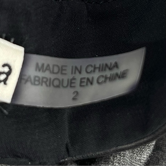 NWT Alice + Olivia Pace Dress in Charcoal Gray Ruched Knit Leather Neck Size 2 - Picture 12 of 16